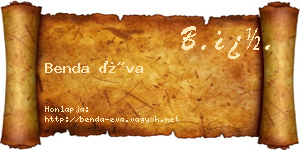 Benda Éva névjegykártya