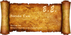 Benda Éva névjegykártya